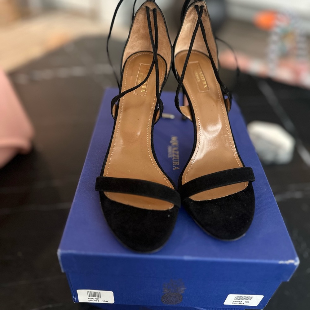Aquazzura Black Strappy Heels